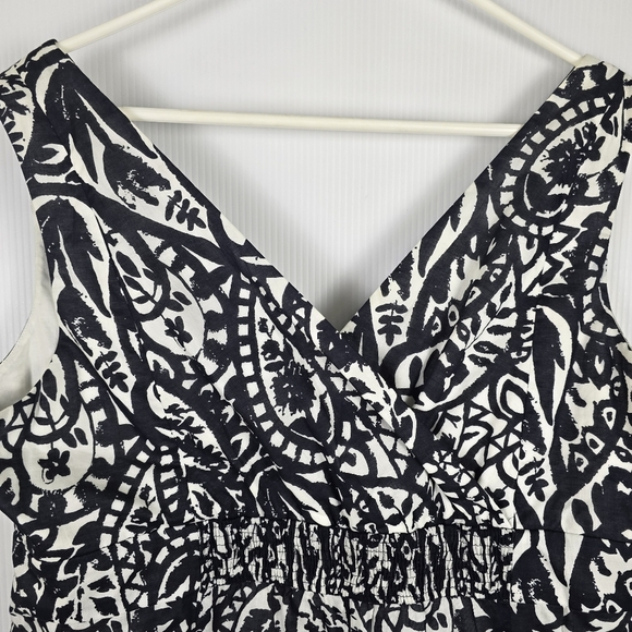Lands' End Women's Black And White Pattern Suplice Sleeveless Dress Cotton 18 - Picture 11 of 15